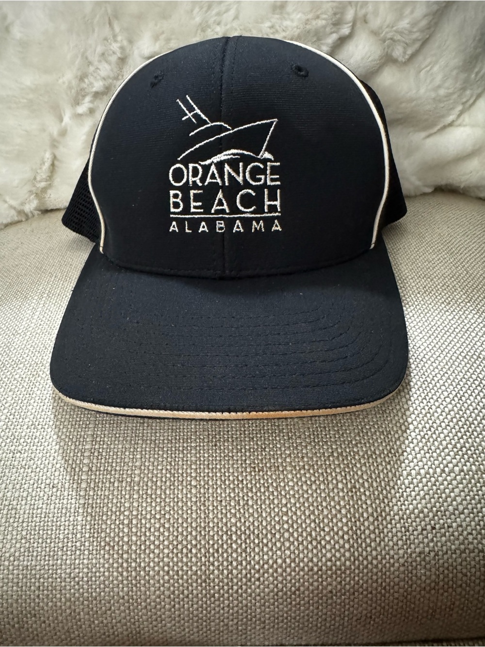 Orange Beach Alabama Embroidered Black Trucker Hat